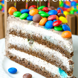 KIT KAT and M and M Chocolate Cake With Peanut Butter Frosting Recipe
