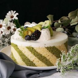 Kiwi Yogurt Mousse Stripe Cake
