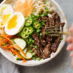 Korean BBQ Bowls with Garlic Scented Rice