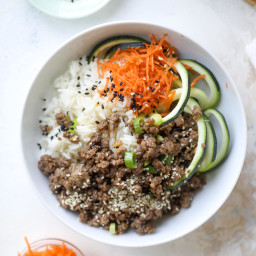 Korean Beef Bowls with Jasmine Rice and Zoodles