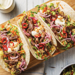 Korean Beef Tacos with Speedy Pickled Onions