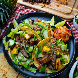 Korean Grilled Steak Tacos with Pineapple Gochujang Salsa