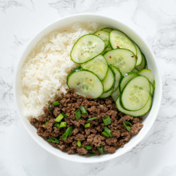 Korean-Style Beef Rice Bowl with Cucumbers