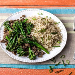 Korean-Style Beef Stir Fry with Broccolini, Brown Rice, and Sesame