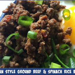 Korean Style Ground Beef & Spinach Rice Bowls