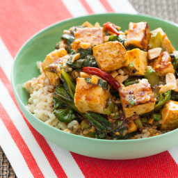 Kung Pao Tofuwith Chinese Broccoli and Brown Rice