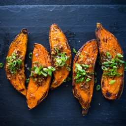 Kyoto Style Sweet Potatoes with Miso, Ginger and Scallions