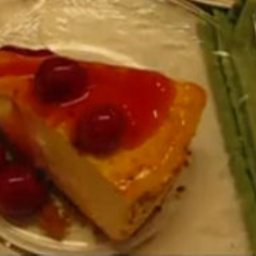 Labor Day Cheesecake with Cherry Pie Topping