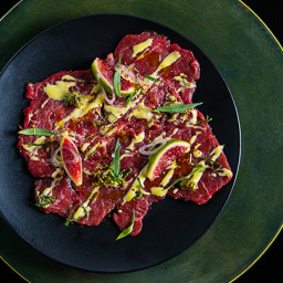 Lamb Carpaccio with Figs, Green Olives and Mint