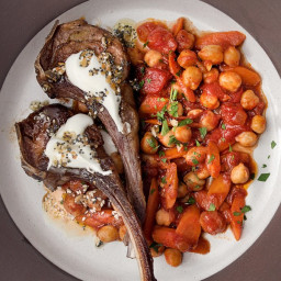 Lamb Chops with Everything-Bagel Yogurt and Chickpeas