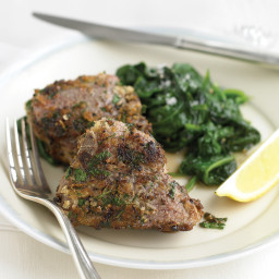 Lamb Chops with Garlic-Parsley Crust and Sauteed Spinach