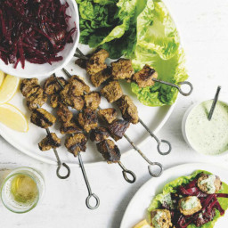 Lamb Kebabs with Raw Beetroot Salad and Mint Dressing