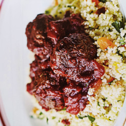 Lamb meatballs with spicy tomato and herby couscous