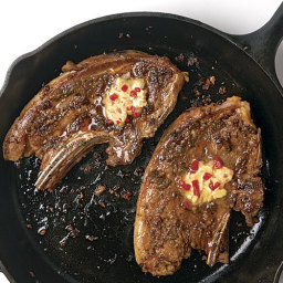 Lamb Shoulder Chops with Smoky Red Pepper-Shallot Butter