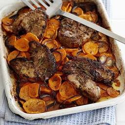 Lamb steaks with rosemary sweet potatoes