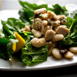 Large White Bean, Tuna and Spinach Salad