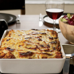 Lasagna-Style Baked Pennette with Meat Sauce