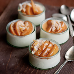 Lavender Panna Cotta with Honey Poached Pears