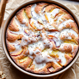 Lavender, Peach Cake with Walnuts
