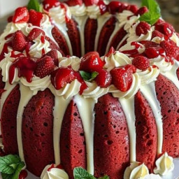 Layered Red Velvet Cheesecake Bundt Cake 