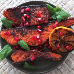 Lebanese Salmon with a Pomegranate Molasses Glaze