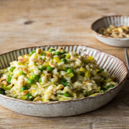 Leek and Courgette Risotto with Toasted Pine Nuts 