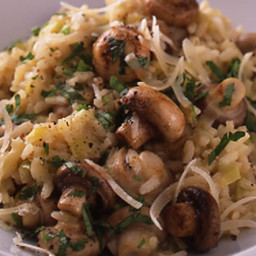 Leek and mushroom risotto
