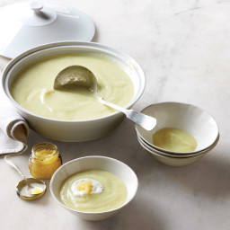 Leek-And-Parsnip Soup with Caviar and Black-Pepper Cream
