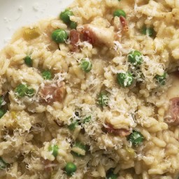 Leek, Bacon, and Pea Risotto
