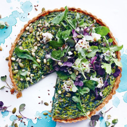Leftover greens, seeds and cheese tart