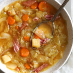 Leftover Ham Bone Soup with Potatoes and Cabbage