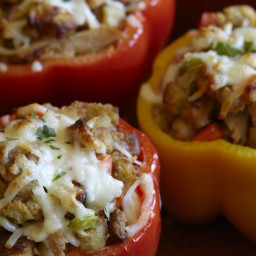 Leftover Turkey and Stuffing Stuffed Peppers