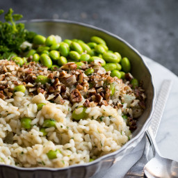 Lemon and Edamame Bean Risotto with Pecans