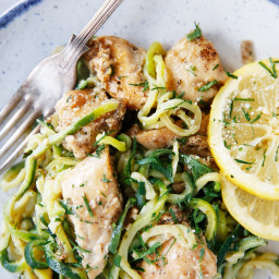 Lemon and Parmesan Chicken with Zucchini Noodles