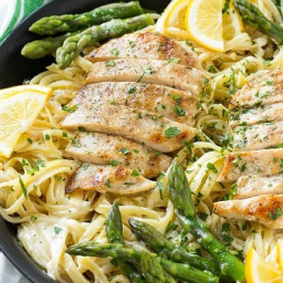 Lemon Asparagus Pasta with Grilled Chicken