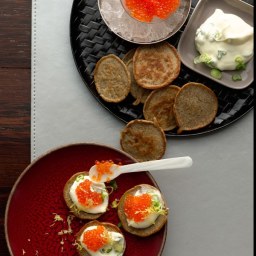 Lemon Blinis with Caviar and Scallion Crème Fraîche
