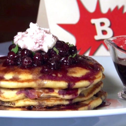 Lemon-Blueberry-Ricotta-Buttermilk Pancakes with Blueberry-Cassis Relish an