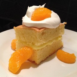 Lemon cake with lemon filling and Mandarin oranges
