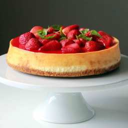 Lemon Cheesecake with Strawberry Basil Topping