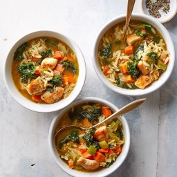 Lemon Chicken Orzo Soup with Kale