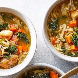 Lemon Chicken Orzo Soup with Kale