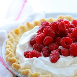 Lemon Cream Pie with Fresh Raspberries