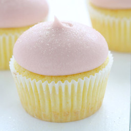 lemon cupcakes with strawberry buttercream