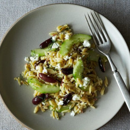 Lemon-Dill Orzo Pasta Salad With Cucumbers, Olives and amp; Feta 