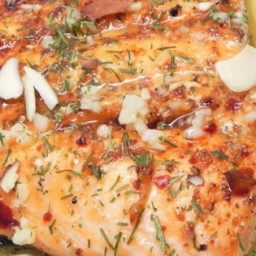Lemon Dill Salmon with Garlic, White Wine, and Butter Sauce Recipe