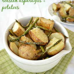 Lemon Garlic Roasted Asparagus and Potatoes