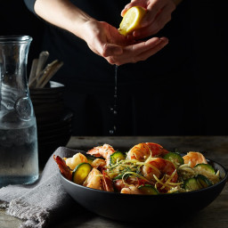 Lemon-Garlic Shrimp over Orzo with Zucchini