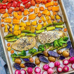 Lemon Herb Chicken Sheet Pan with Rainbow Vegetables