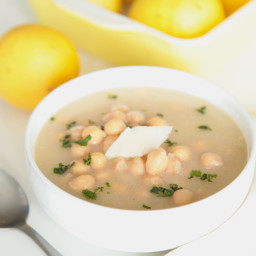 Lemon Miso Broth With Chickpeas and Shaved Parmesan