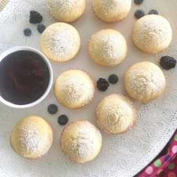 Lemon Olive Oil Cakes with Mixed Berry Sauce